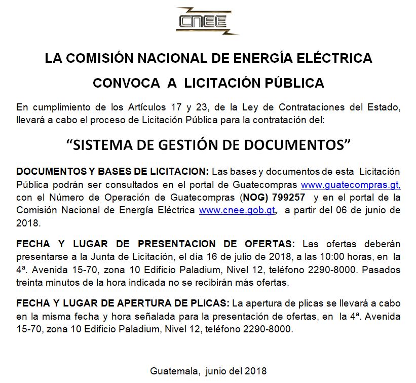 Licitación pública para adquisición de sistema de gestión de documentos